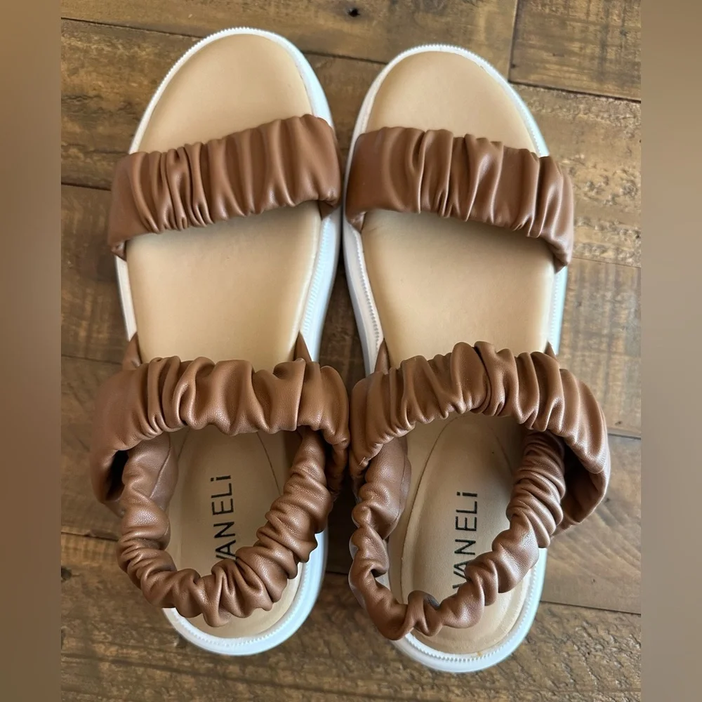 VANELi Cloris Womens Ruched Leather Slingback Sandals - Size 9N‎